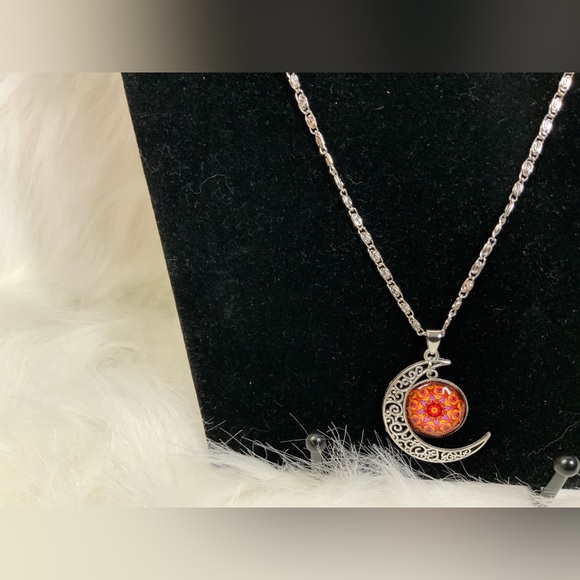 Glass Dome Crescent Moon Jewelry Set ( NWOT) - Picture 2 of 5